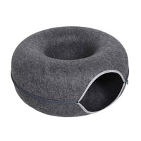 2-in-1 Felt Donut Cat Bed & Interactive Tunnel Cave