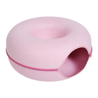 2-in-1 Felt Donut Cat Bed & Interactive Tunnel Cave