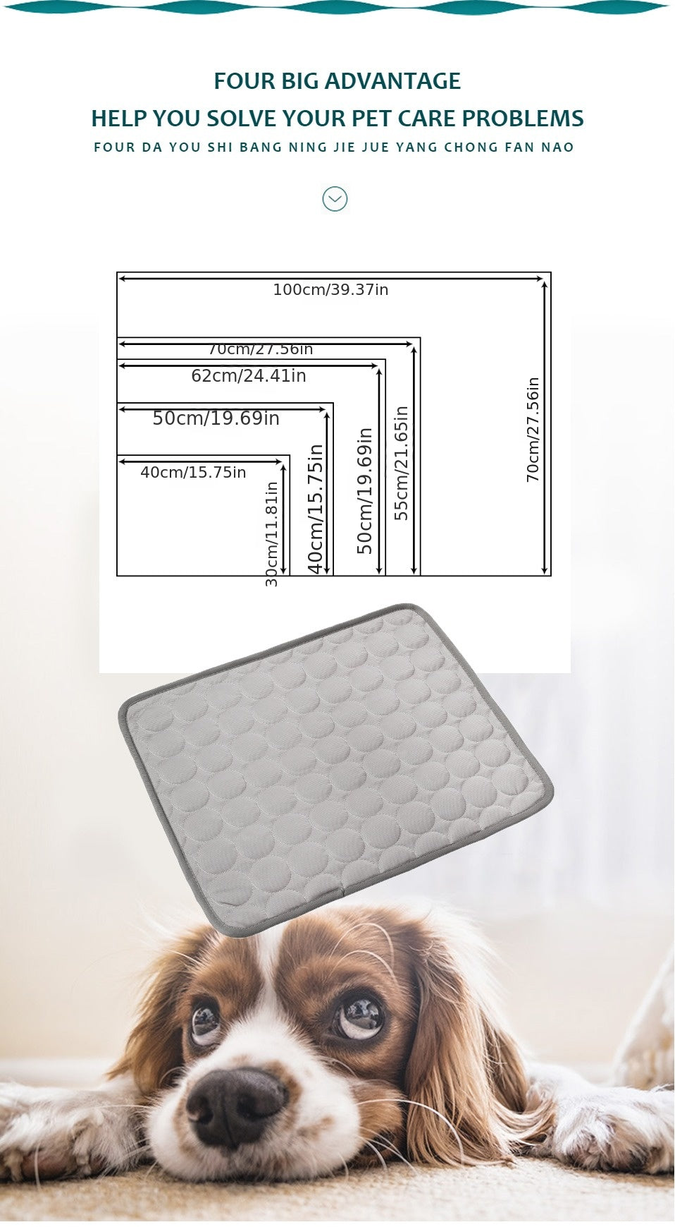 Extra Large Summer Pet Cooling Mat & Ice Blanket