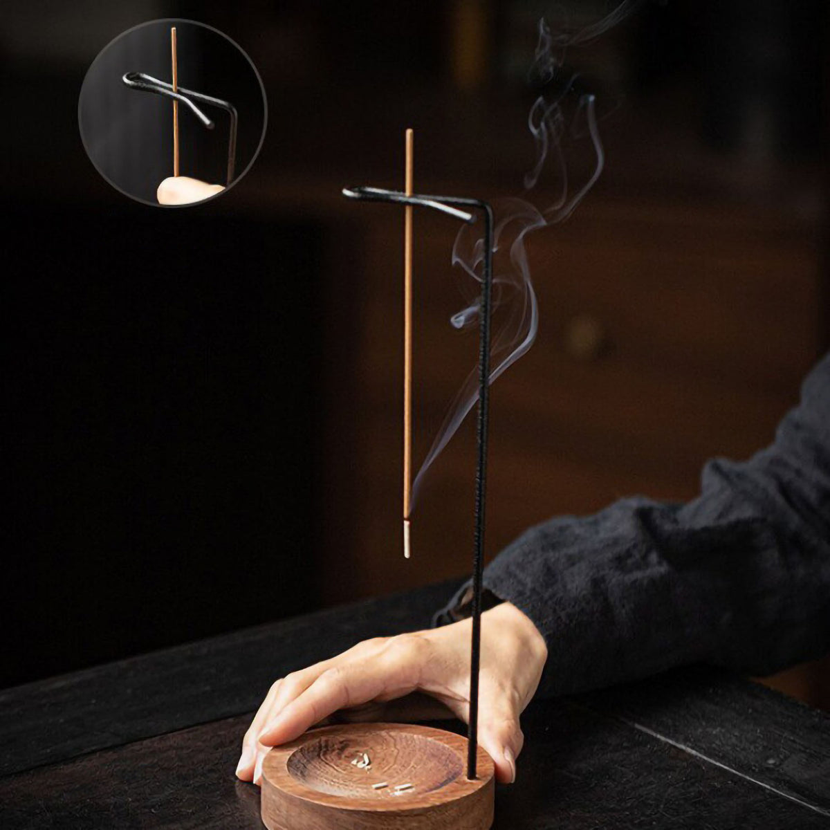 Wooden Upside-Down Incense Burner & Ash Tray
