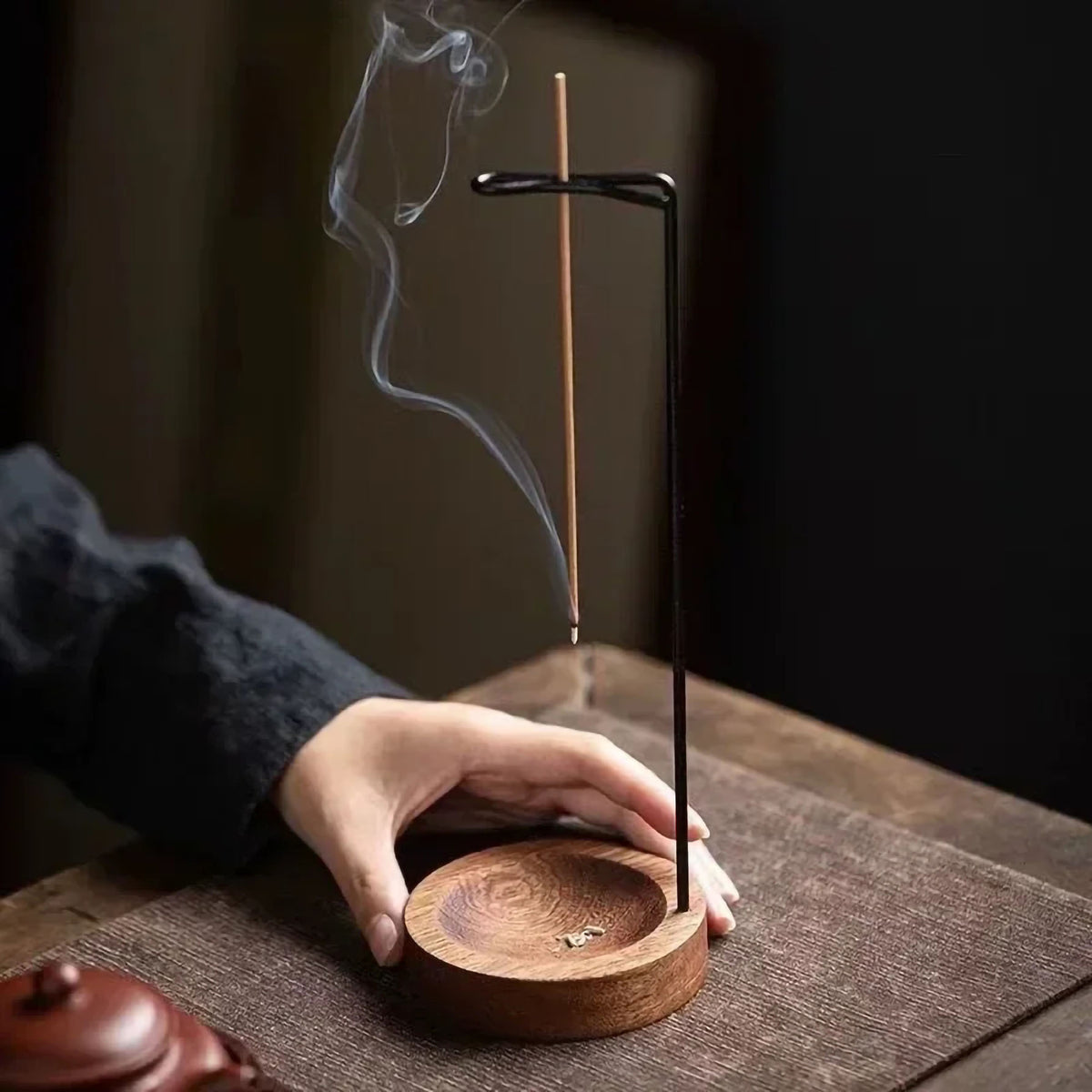 Wooden Upside-Down Incense Burner & Ash Tray