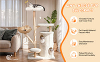 Multi-Tier Indoor Cat Tree Tower with Wicker Basket