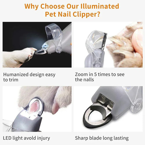 Pet Nail Clipper & Scissors with professional LED Light