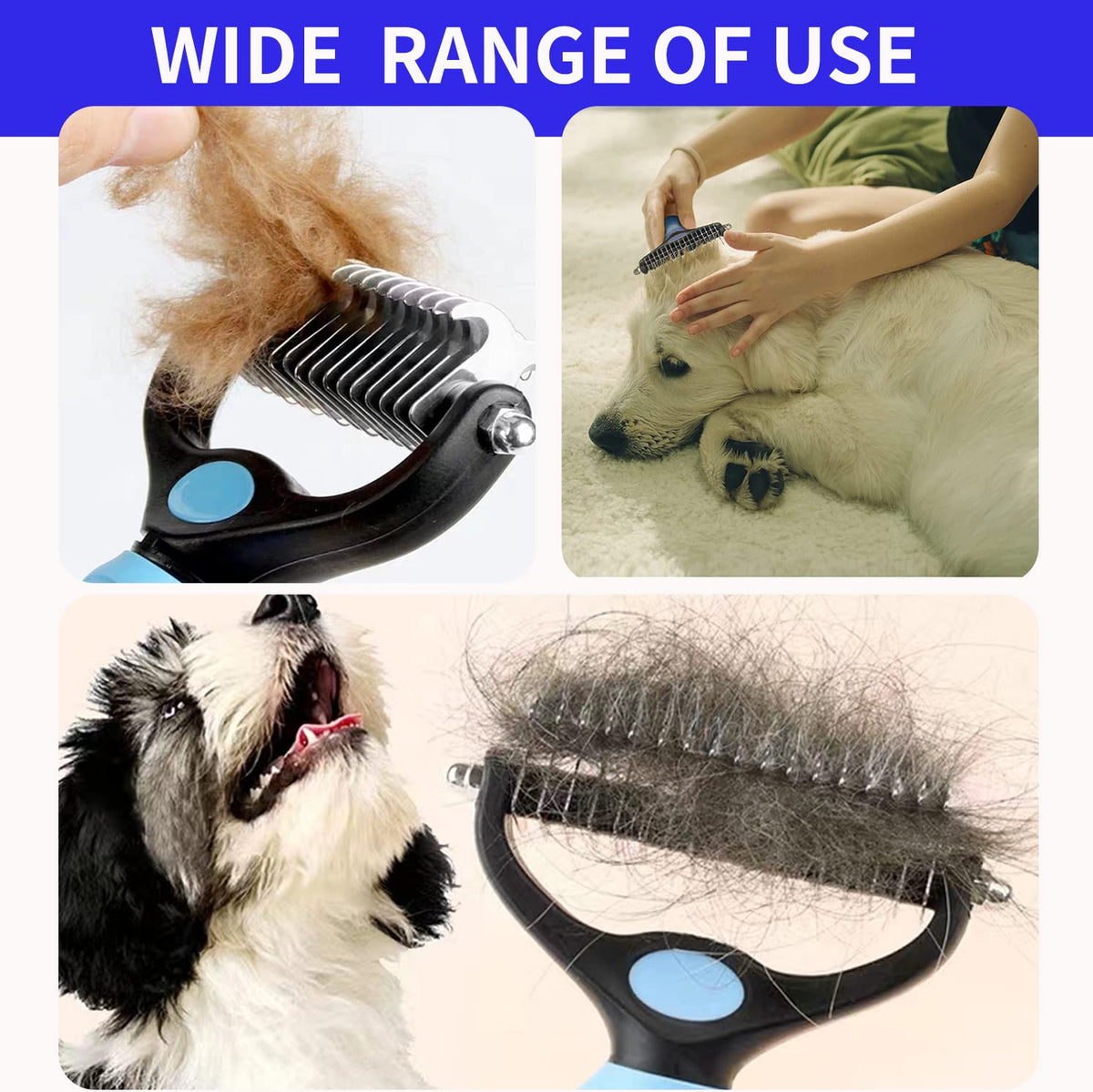 Professional Pet Deshedding Brush & Undercoat Rake