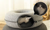 2-in-1 Felt Donut Cat Bed & Interactive Tunnel Cave