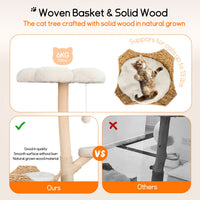 Multi-Tier Indoor Cat Tree Tower with Wicker Basket