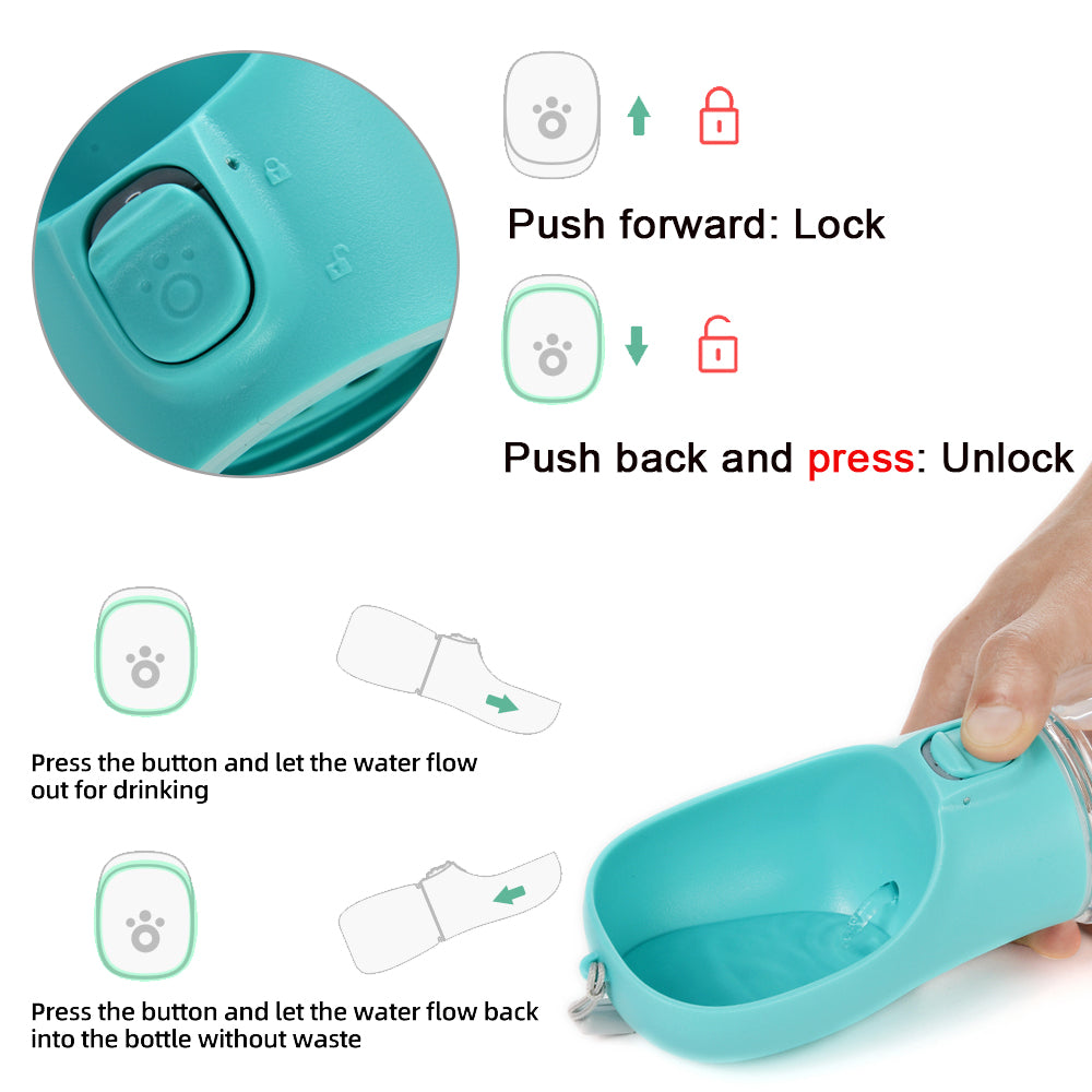 Portable Pet Water Bottle – Leak-Proof Travel Bowl (550ml)