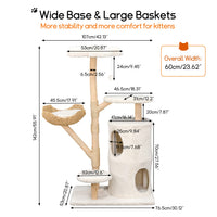 Multi-Tier Indoor Cat Tree Tower with Wicker Basket