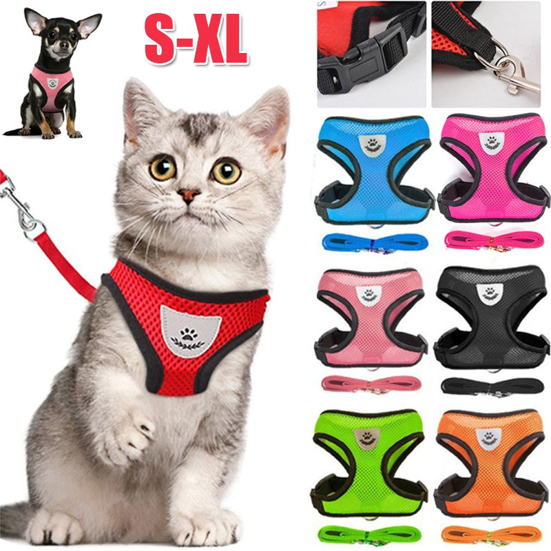 Adjustable Pet Harness & Lead Leash Set