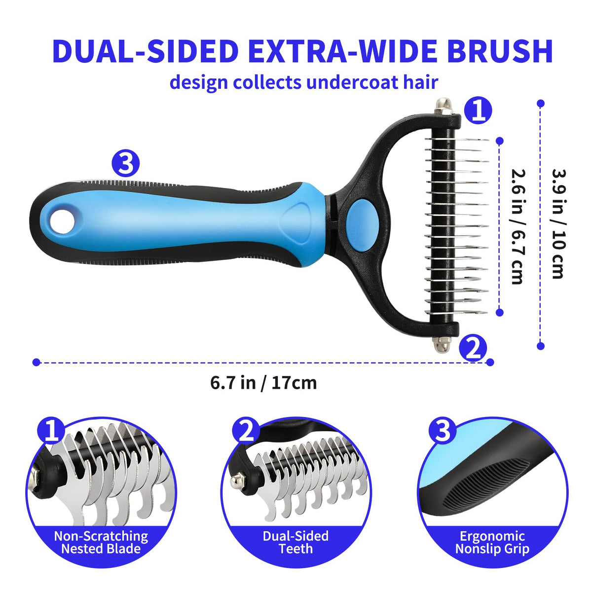 Professional Pet Deshedding Brush & Undercoat Rake