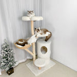 Multi-Tier Indoor Cat Tree Tower with Wicker Basket