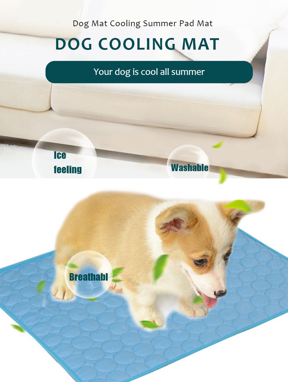 Extra Large Summer Pet Cooling Mat & Ice Blanket