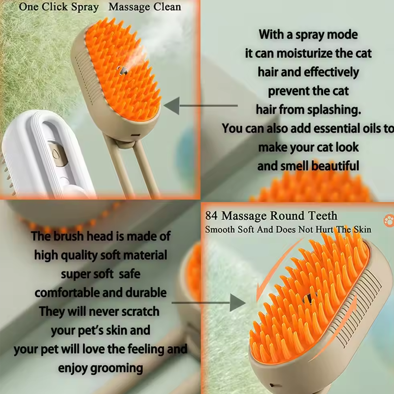 Pet Steam Spray Brush & Deshedder