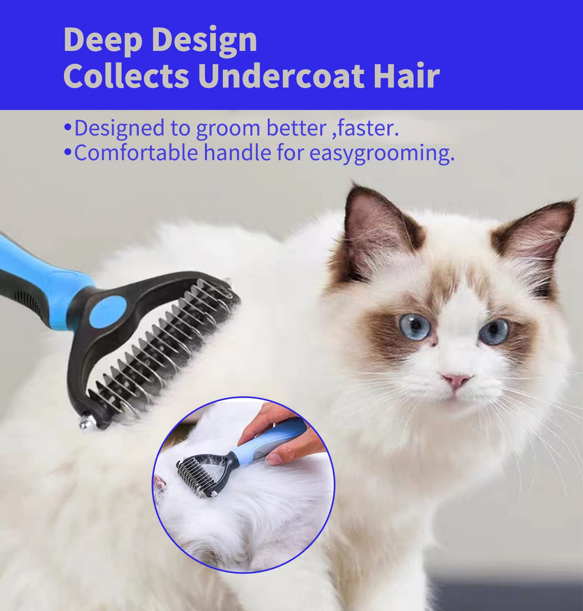 Professional Pet Deshedding Brush & Undercoat Rake