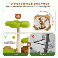 Multi-Tier Indoor Cat Tree Tower with Wicker Basket
