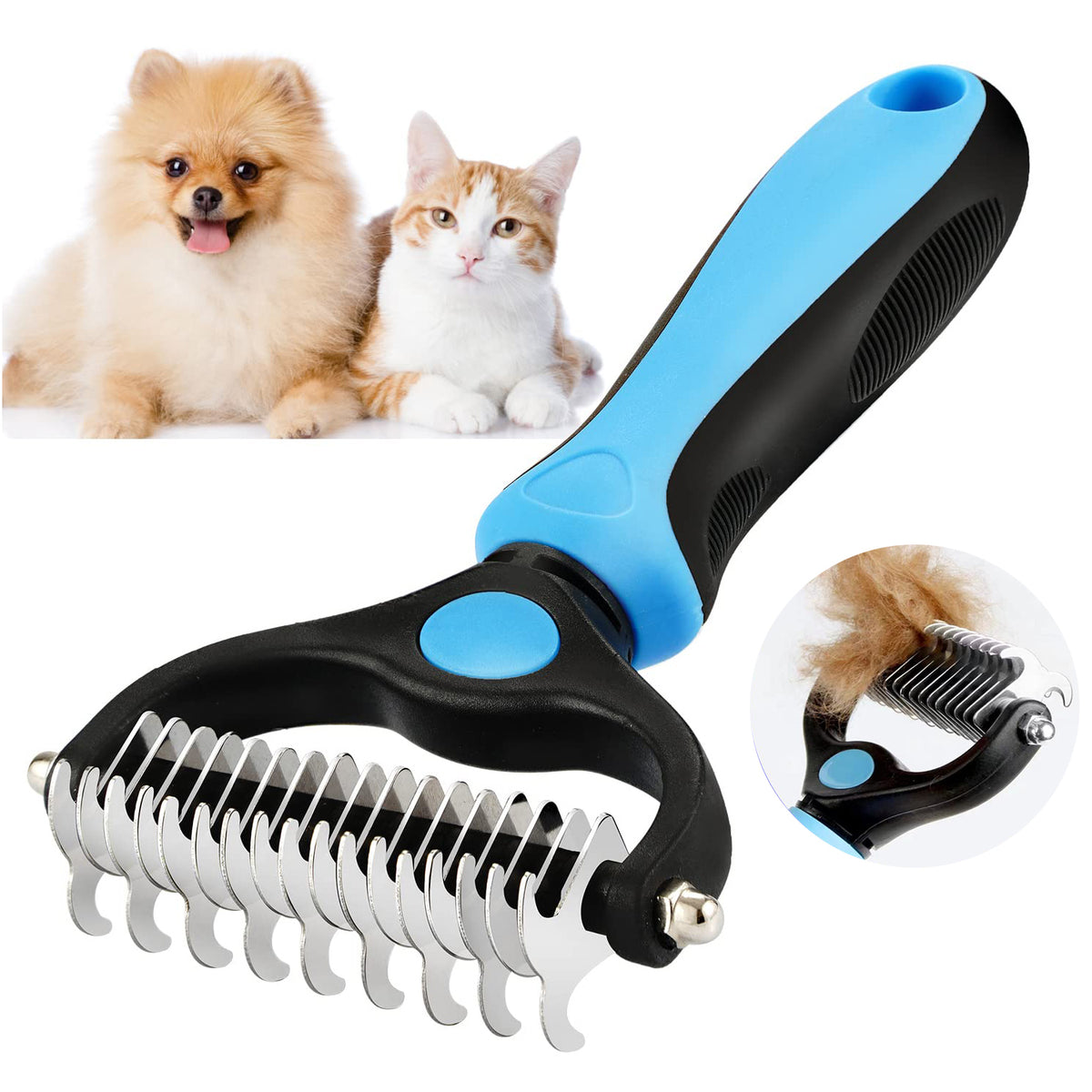 Professional Pet Deshedding Brush & Undercoat Rake