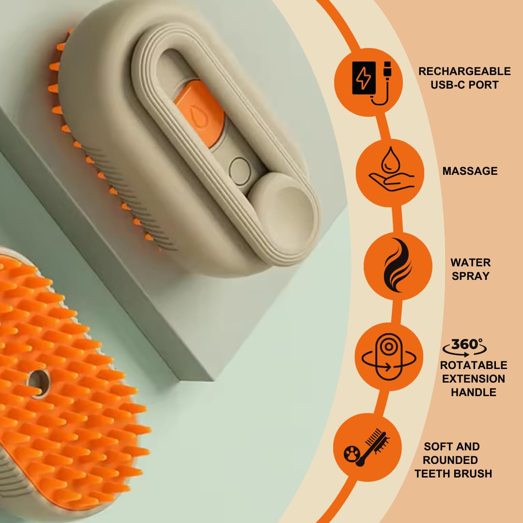 Pet Steam Spray Brush & Deshedder