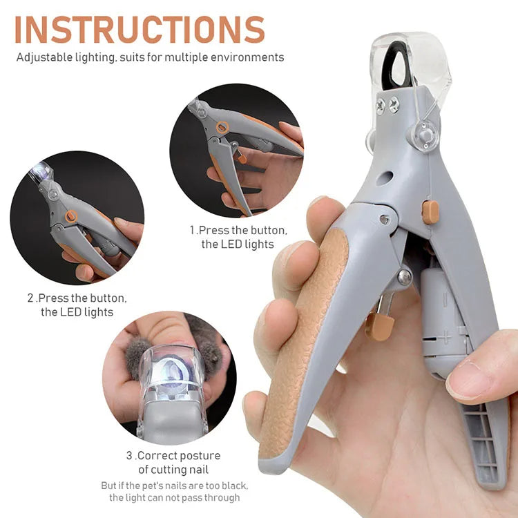 Pet Nail Clipper & Scissors with professional LED Light