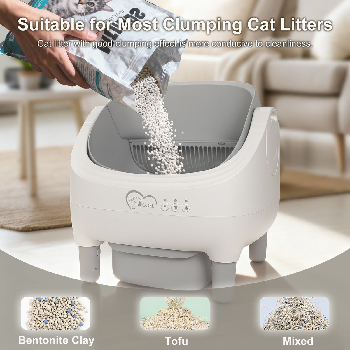 Smart Open-Top Self-Cleaning Cat Litter Box