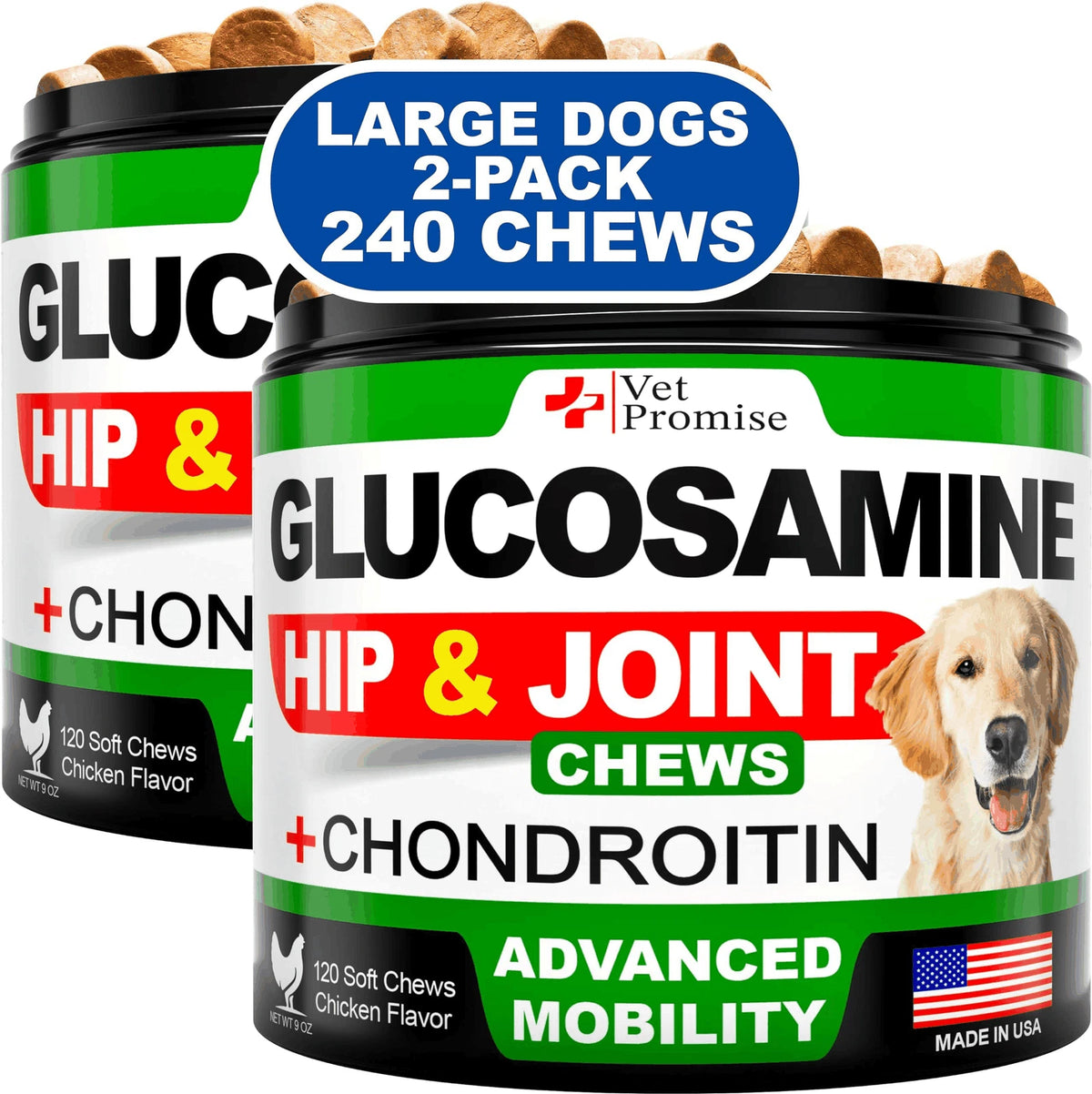 Mobility & Hip Joint Glucosamine Chews for Dogs – 2 Pack